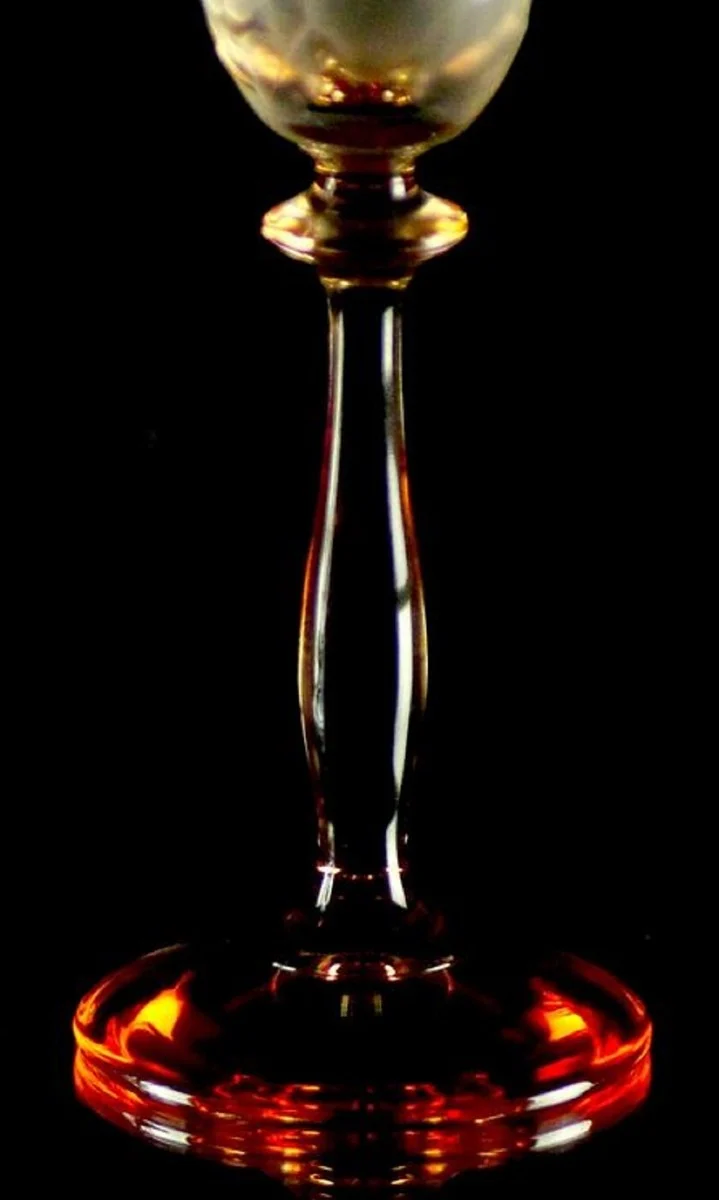 Casa Padrino Luxus Barock Champagnerglas 6er Set Orange Ø 7 x H. 24,5 cm - Handgefertigte und handgravierte Champagnergläser mit Blumen Design - Hotel & Restaurant Accessoires
