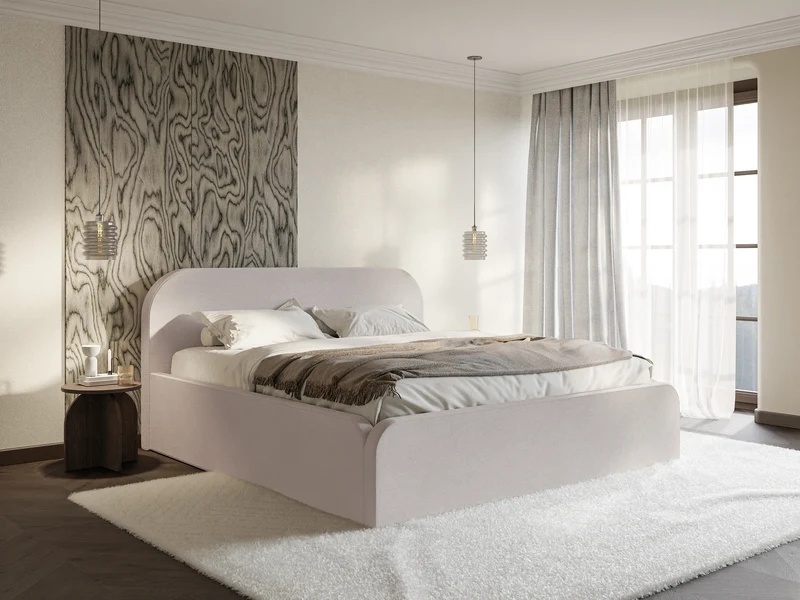 Polsterbett 180x200 cm Umike, grau-beige, hydrophober Samt