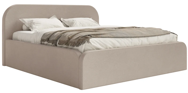 Polsterbett 160x200 cm Umike beige, wasserabweisender Samt