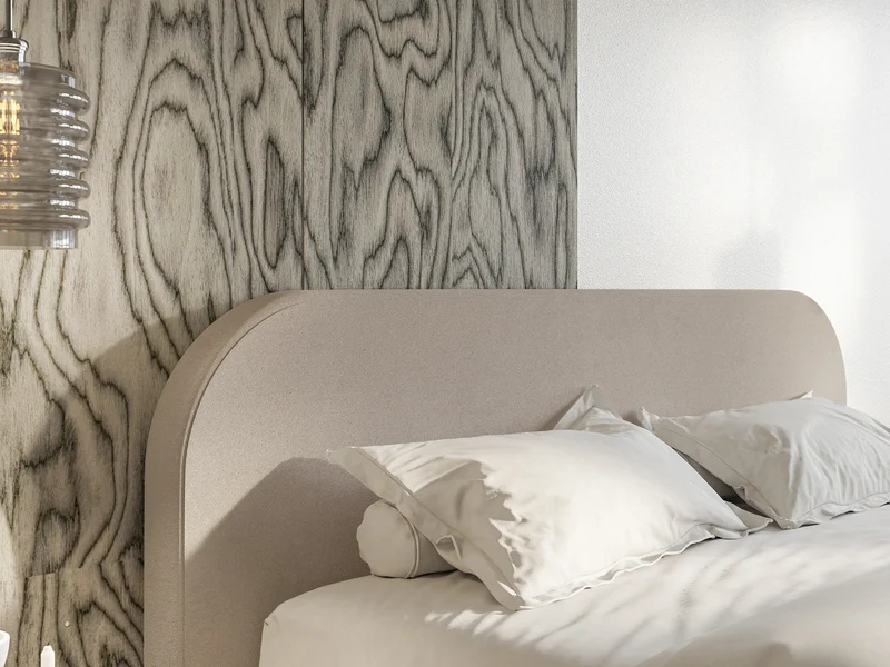 Polsterbett 160x200 cm Umike beige, wasserabweisender Samt