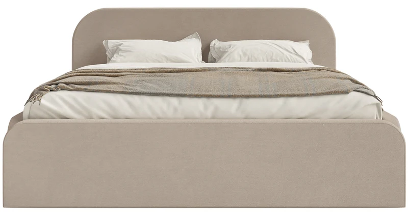 Polsterbett 160x200 cm Umike beige, wasserabweisender Samt