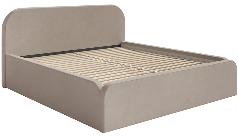 Polsterbett 160x200 cm Umike beige, wasserabweisender Samt