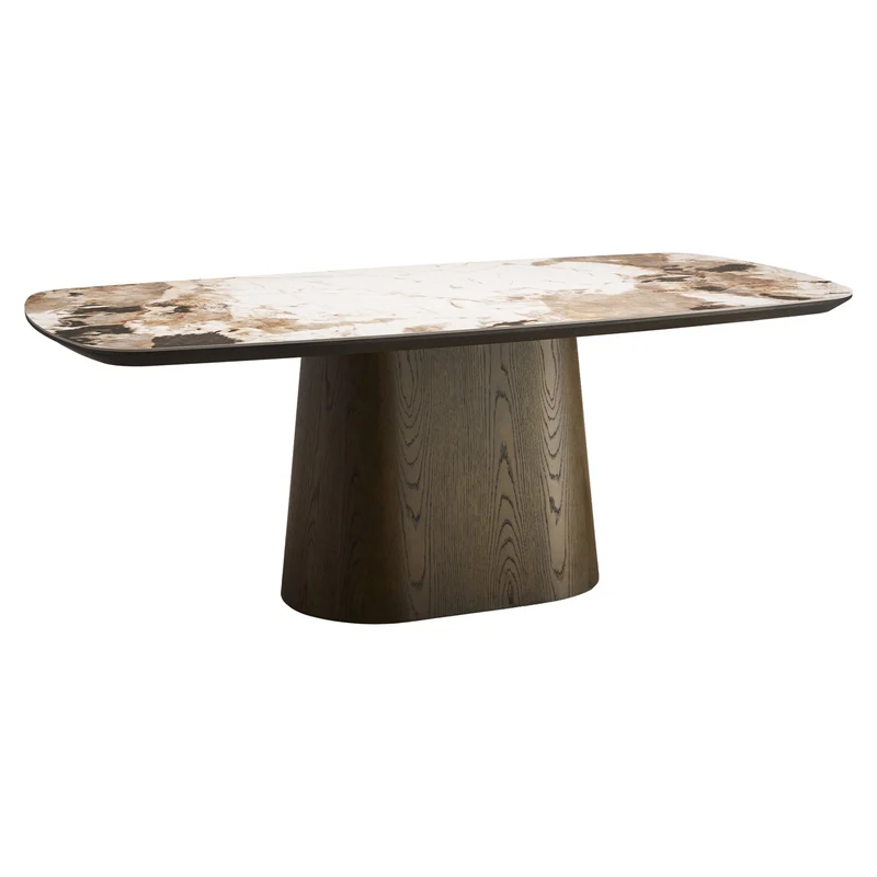 Esstisch Langford Brown 200 cm – Keramikplatte, Eichenfurnier-Gestell