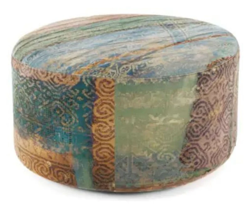 Casa Padrino Luxus Fußhocker Mehrfarbig Ø 75 x H. 30 cm - Runder Samt Hocker - Wohnzimmer Möbel - Hotel Möbel - Luxus Möbel - Luxus Einrichtung