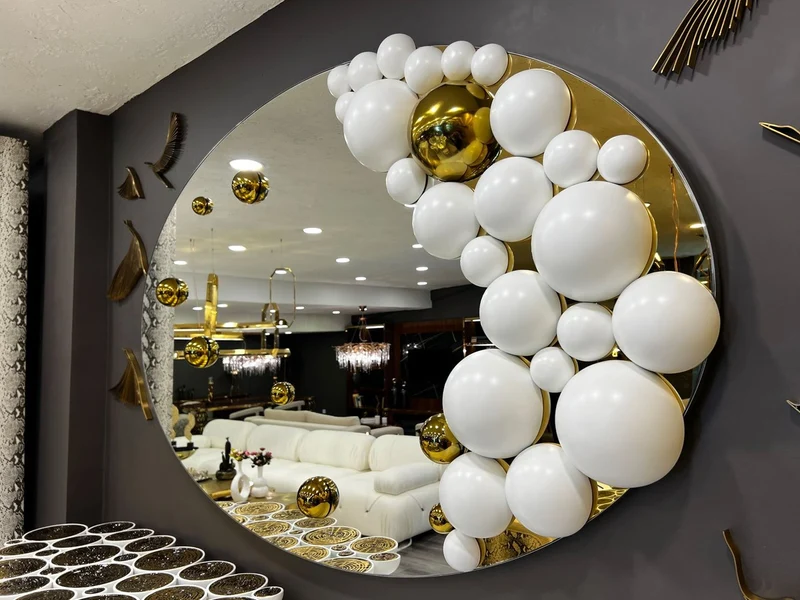 Casa Padrino Luxus Designer Spiegel Weiß / Gold 190 x H. 120 cm - Ovaler Wandspiegel - Garderoben Spiegel - Luxus Möbel - Hotel Möbel - Designer Möbel