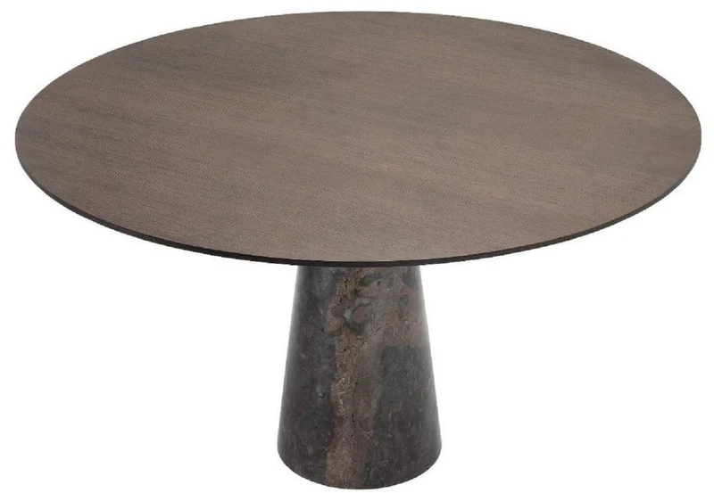 Casa Padrino Luxus Esstisch Grau Ø 132 x H. 76 cm - Runder Marmor Küchentisch - Luxus Esszimmer Möbel