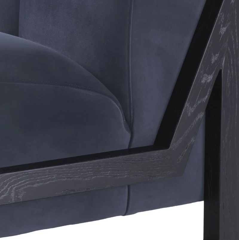 Casa Padrino Luxus Samt Sessel Mitternachtsblau / Schwarz 83,5 x 90 x H. 83,5 cm - Wohnzimmer Sessel - Hotel Sessel - Luxus Möbel