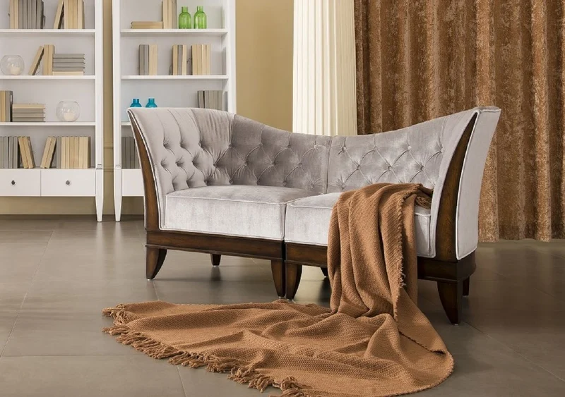 Casa Padrino Luxus Sessel Silbergrau / Dunkelbraun 87 x 69,5 x H. 84 cm - Neoklassischer Wohnzimmer Sessel mit edlem Velourstoff - Wohnzimmer Möbel im Neoklassischem Stil
