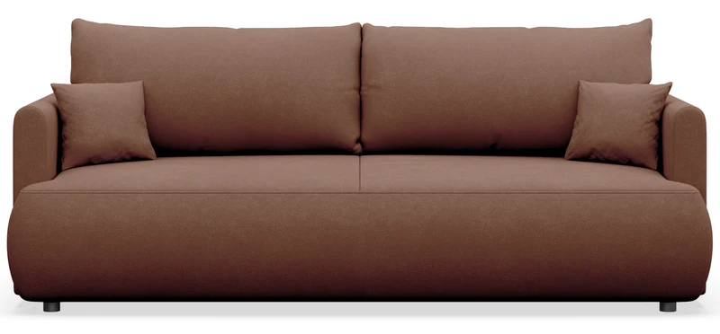 Dreisitziges ausklappbares Sofa Ovo Mini mit Stauraum, olivgrüner Chenille, leicht zu reinigen