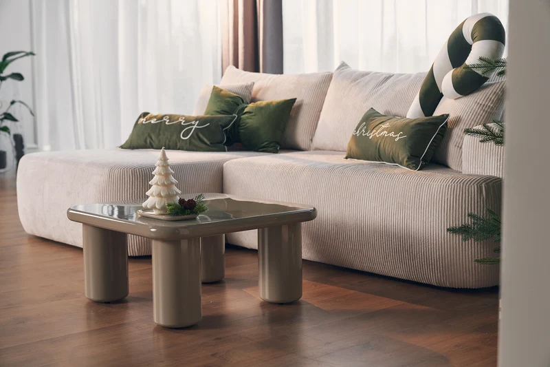 Vellity Couchtisch 70x70 cm beige Hochglanz