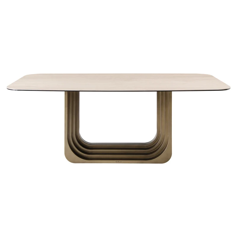 Esstisch Maxfield 200x100 cm beige, Keramikplatte auf Eisengestell