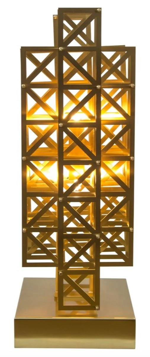 Casa Padrino Designer Tischleuchte Messing 22 x 28 x H. 65 cm - Hotel Möbel