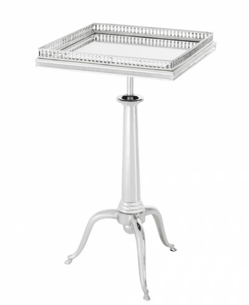 Casa Padrino Luxus Art Deco Designer Beistelltisch - Silbernes Metall und Spiegelglas - 40 x 40 x H. 61-71 cm