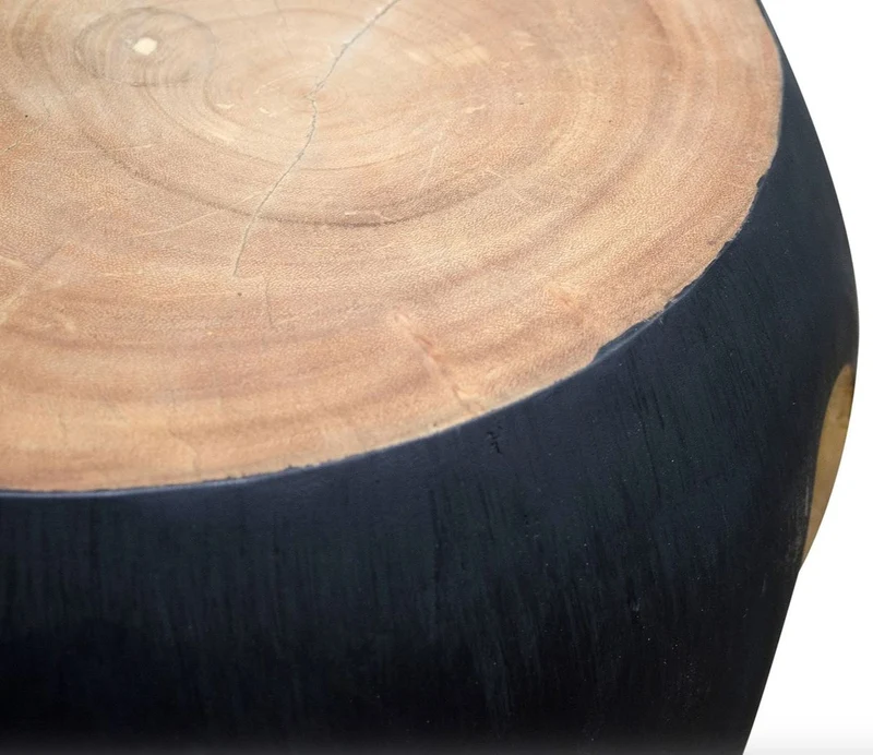 Casa Padrino Beistelltisch Schwarz / Naturfarben 40 x H. 54,5 cm - Wohnzimmermöbel
