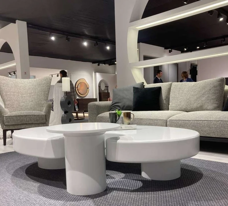 Casa Padrino Luxus Couchtisch mit Beistelltisch Weiß 171 x 110 x H. 35,5 cm - Ovaler Wohnzimmertisch mit Beistelltisch - Wohnzimmer Möbel - Luxus Möbel - Luxus Einrichtung