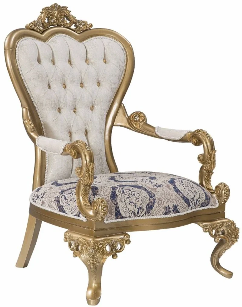 Casa Padrino Luxus Barock Wohnzimmer Set Blau / Weiß / Gold - 2 Sofas & 2 Sessel & 1 Couchtisch - Prunkvolle Barock Möbel - Wohnzimmer Möbel