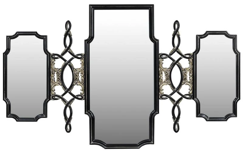 Casa Padrino Luxus Barock Spiegel Schwarz / Gold - Prunkvoller handgefertigter Wandspiegel im Barockstil - Antik Stil Garderoben Spiegel - Wohnzimmer Spiegel - Barock Möbel