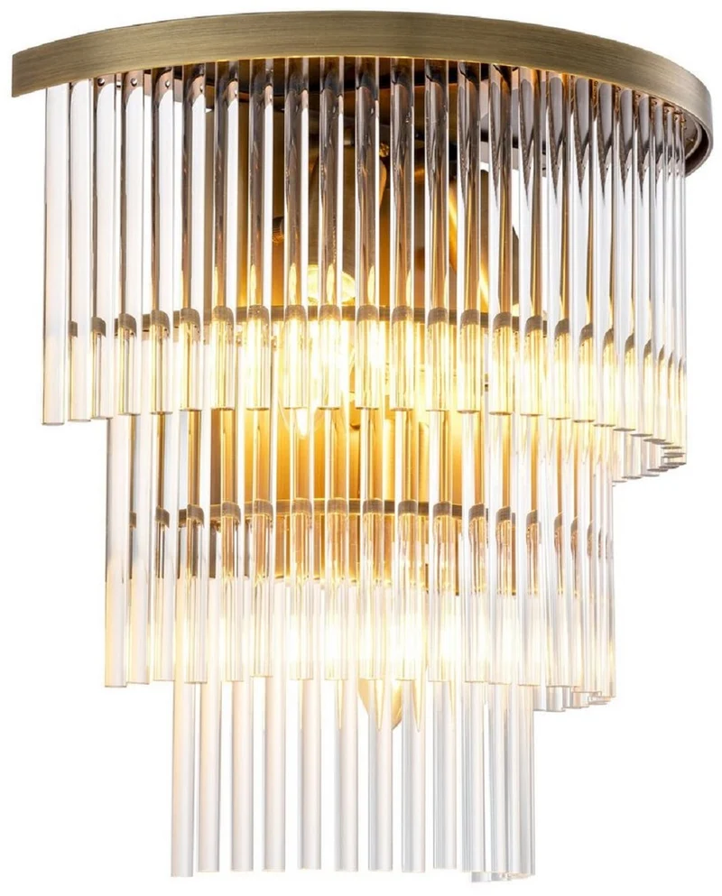 Casa Padrino Luxus Wandleuchte Antik Messingfarben 33 x 17 x H. 32,5 cm - Wohnzimmer Wandleuchte - Hotel Wandleuchte - Luxus Kollektion