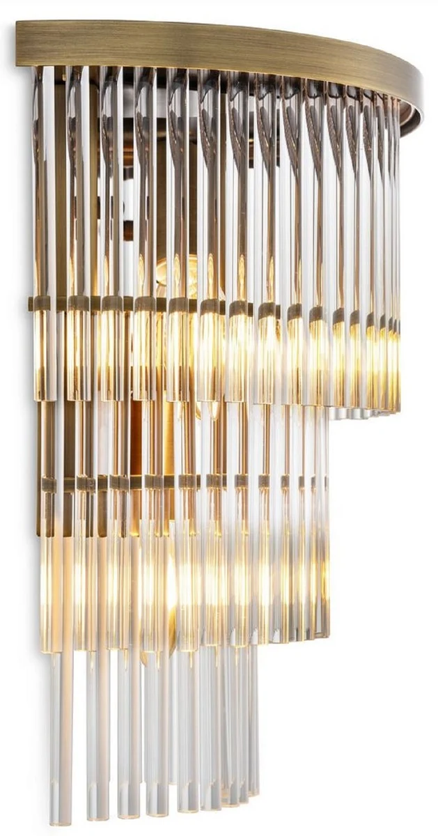 Casa Padrino Luxus Wandleuchte Antik Messingfarben 33 x 17 x H. 32,5 cm - Wohnzimmer Wandleuchte - Hotel Wandleuchte - Luxus Kollektion