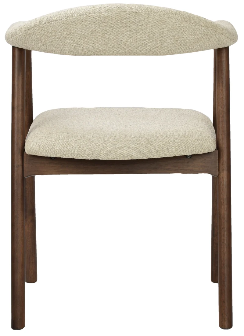 Holzstuhl für das Esszimmer Depenne mit Bouclé-Stoff in Beige/Nussbaum