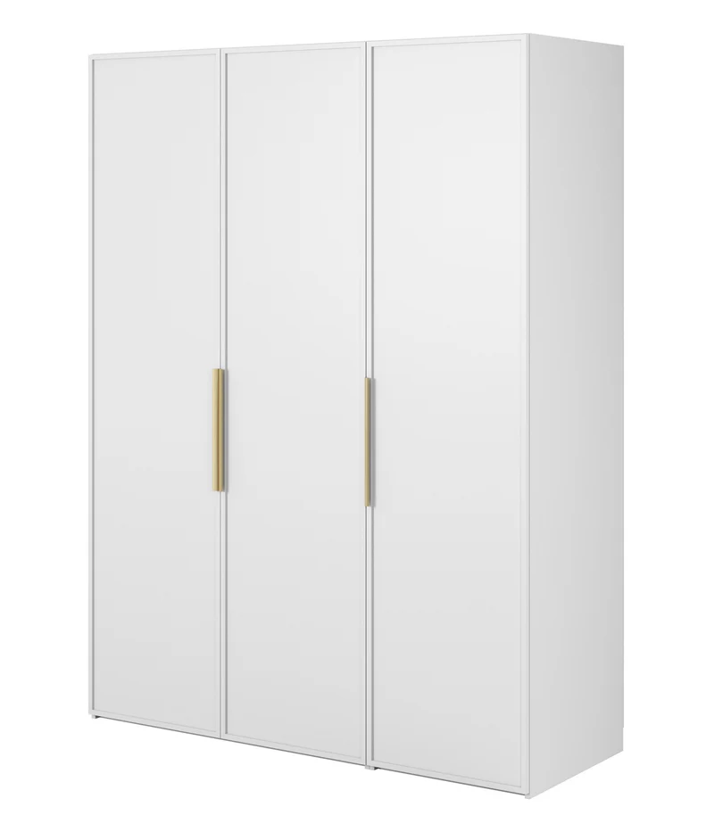 Drehtürenschrank Frame mit Kleiderstange, Regalen und Container 150 cm Weiß