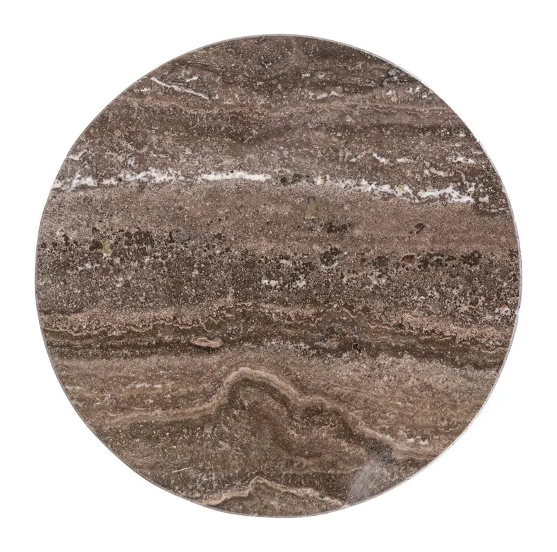 Beistelltisch Eldora rund, Bronze mit Travertin-Platte, Ø30 cm