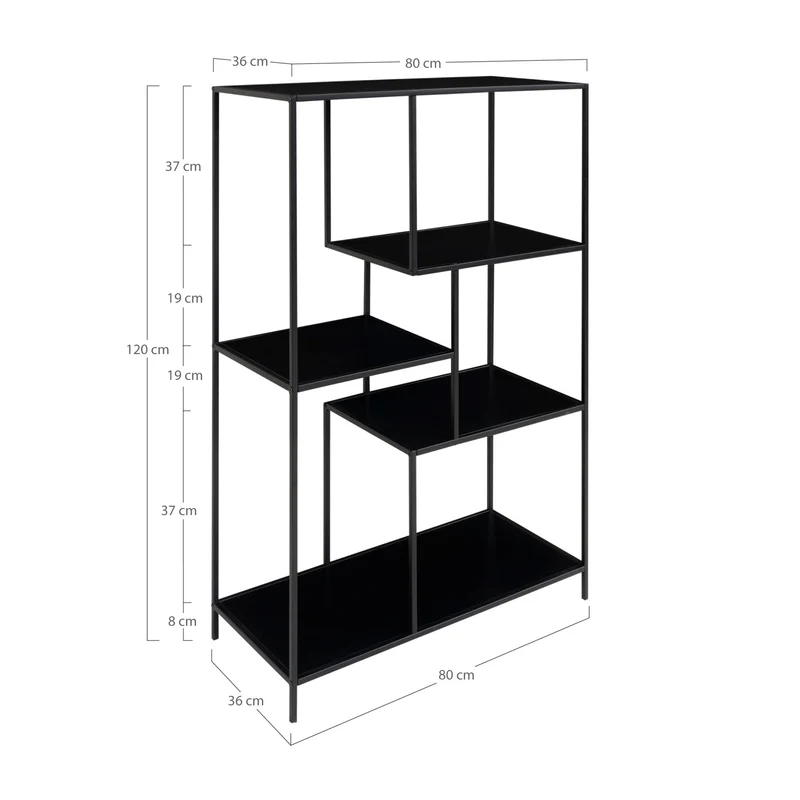 Modernes Regal LEVEN schwarz ca.36x80x120 cm