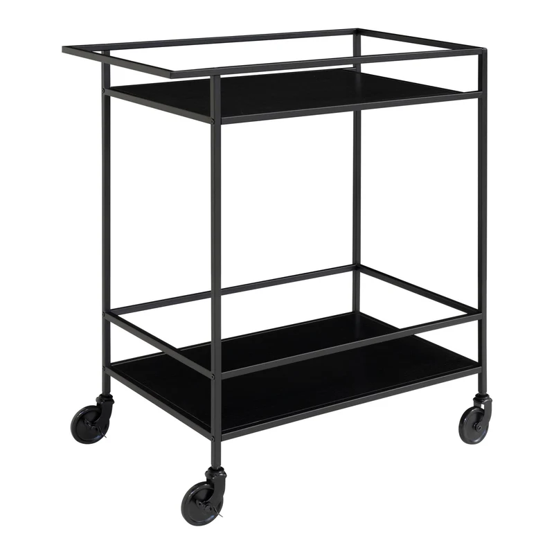 Moderner Bar-Rollwagen LEVEN 80cm schwarz Servierwagen Küchenwagen