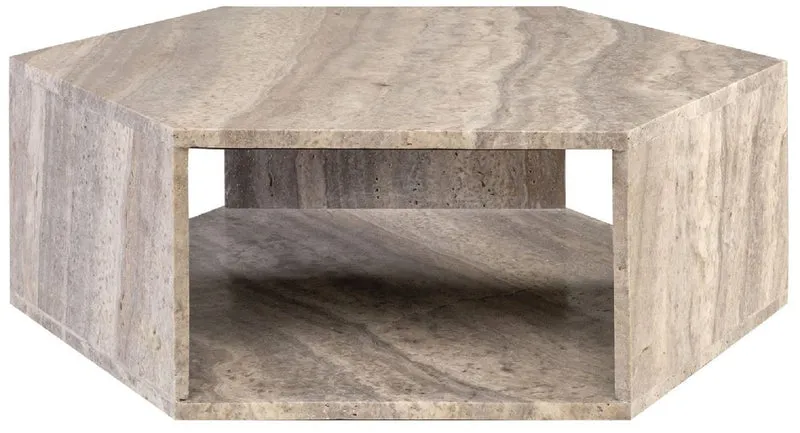 Casa Padrino Luxus Couchtisch Grau 91 x 79 x H. 30 cm - 6 Eckiger Travertin Naturstein Wohnzimmertisch - Wohnzimmer Möbel - Travertin Möbel - Luxus Möbel - Luxus Einrichtung