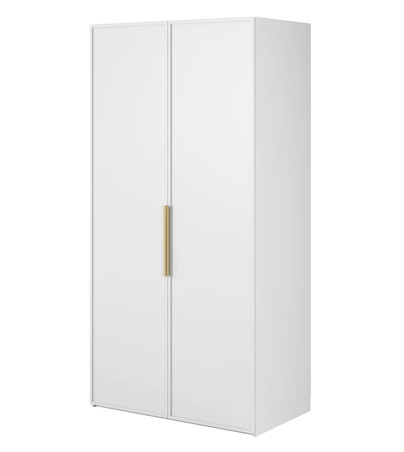 Zweiflügeliger Rahmenkleiderschrank mit 100 cm Kleiderstange Weiß