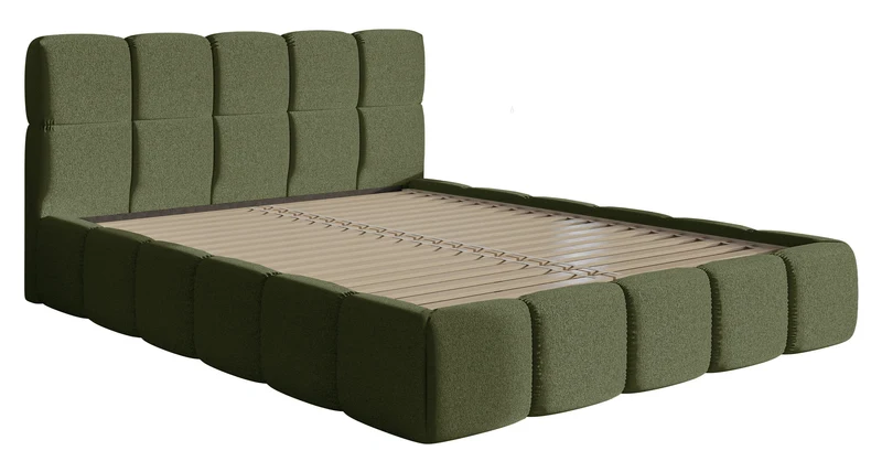 Gepolstertes Bett 120x200 cm Cloudy olivgrüner hydrophober Chenille-Stoff