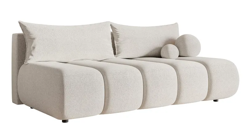 Dreisitziges Sofa Dandelino Mini mit Schlaffunktion, cremefarbener Chenillestoff