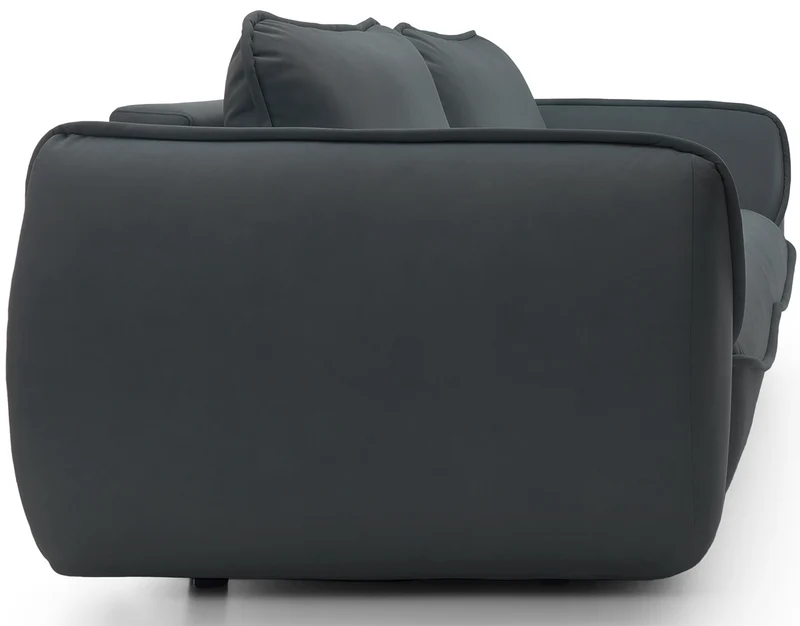 Dreisitziges Schlafsofa Cutie mit Stauraum, Graphit, Velours, pflegeleicht