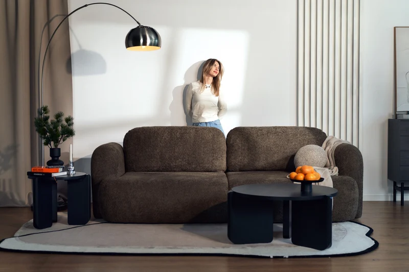 Runder Couchtisch Preffines S Durchmesser 50 cm Esche schwarz