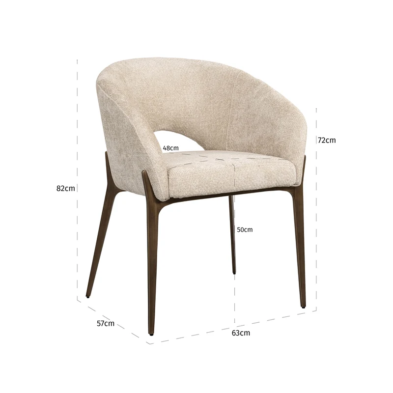 Esszimmerstuhl Kenzi cream unicorn – gepolstert mit Metallbeinen