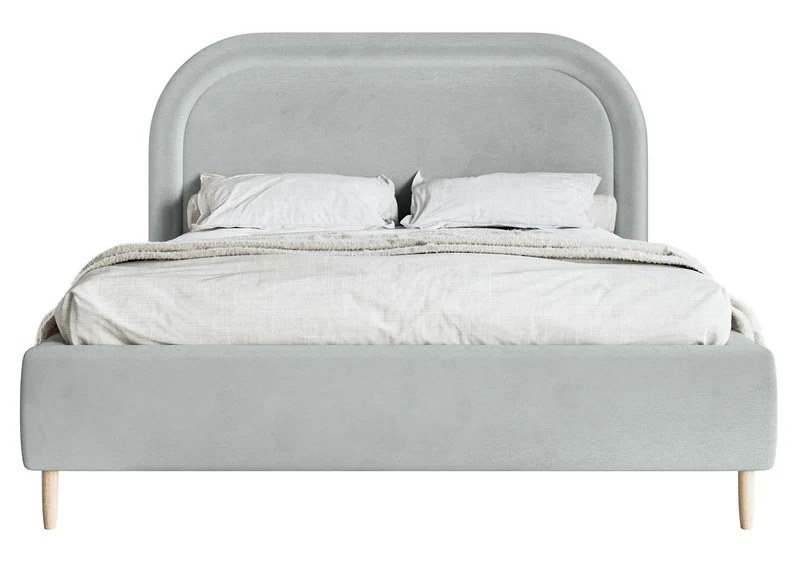 Polsterbett 140x200 cm Loreo mit Stauraum, taubenblauer hydrophober Samt