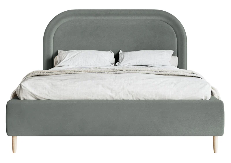Gepolstertes Bett 140x200 cm Loreo mit Stauraum, grauer wasserabweisender Samt