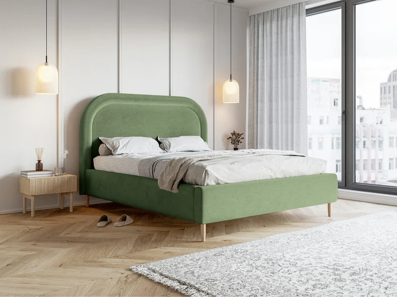 Gepolstertes Bett 140x200 cm Loreo mit Stauraum, Eukalyptus-Velours, wasserabweisend