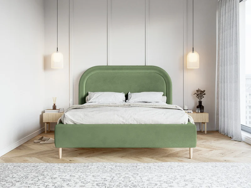 Gepolstertes Bett 140x200 cm Loreo mit Stauraum, Eukalyptus-Velours, wasserabweisend