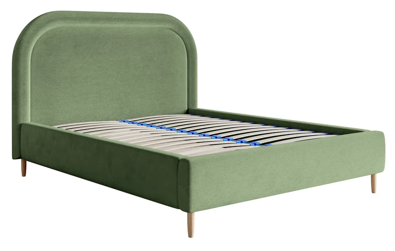 Gepolstertes Bett 140x200 cm Loreo mit Stauraum, Eukalyptus-Velours, wasserabweisend