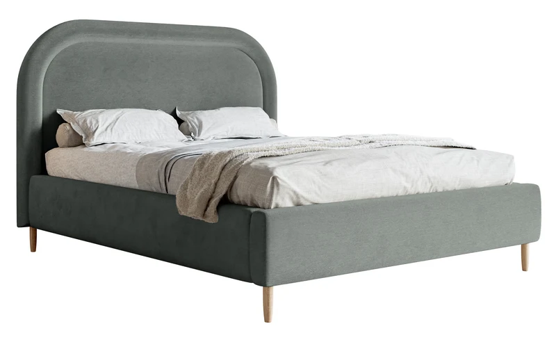 Gepolstertes Bett 160x200 cm Loreo mit Stauraum, grauer wasserabweisender Samt