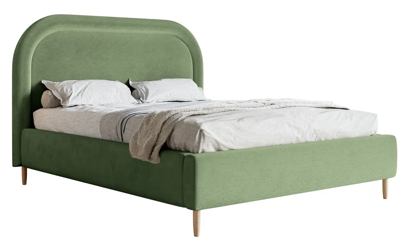 Gepolstertes Bett 160x200 cm Loreo mit Stauraum, Eukalyptus-Velours, wasserabweisend