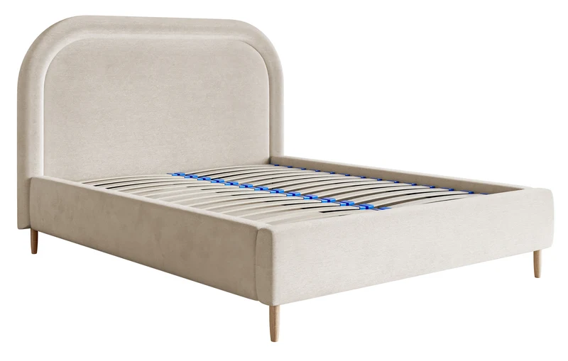 Polsterbett 160x200 cm Loreo mit Stauraum, grau-beiger hydrophober Samt