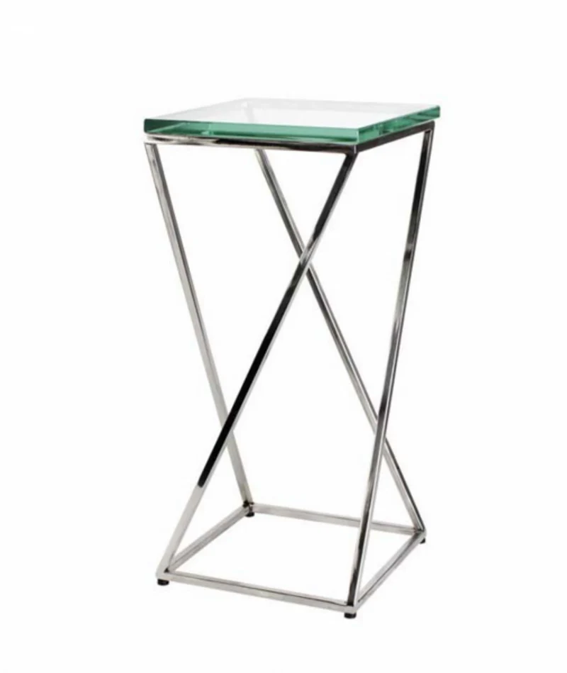 Casa Padrino Luxus Art Deco Designer Beistelltisch - Edelstahl und Glas, 23,5 x 23,5 x H. 51 cm