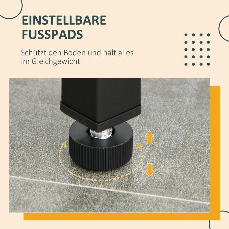 HOMCOM – 3-teiliges Bartisch-Set mit 2 Hockern und 3 Ablagen, Spanplatte und Stahl, Braun/Schwarz