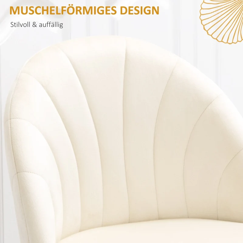 HOMCOM - Esszimmerstühle, Esstisch stühle, Küchenstühle, 2er-Set, Polsterstuhl mit Rückenlehne, Essstuhl, Samtoptik, Stahlbeine, Crème
