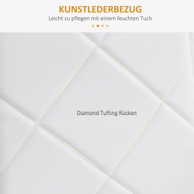 HOMCOM - Esszimmerstühle, Esstisch stühle, Küchenstühle, 4er-Set, Gepolsterte, Essstuhl, Polsterstuhl mit Stahlbeine, Kunstleder, Weiß