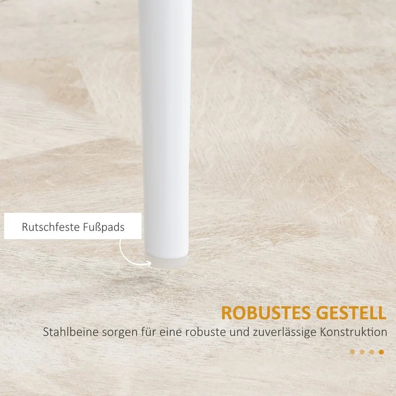 HOMCOM - Esszimmerstühle, Esstisch stühle, Küchenstühle, 4er-Set, Gepolsterte, Essstuhl, Polsterstuhl mit Stahlbeine, Kunstleder, Weiß