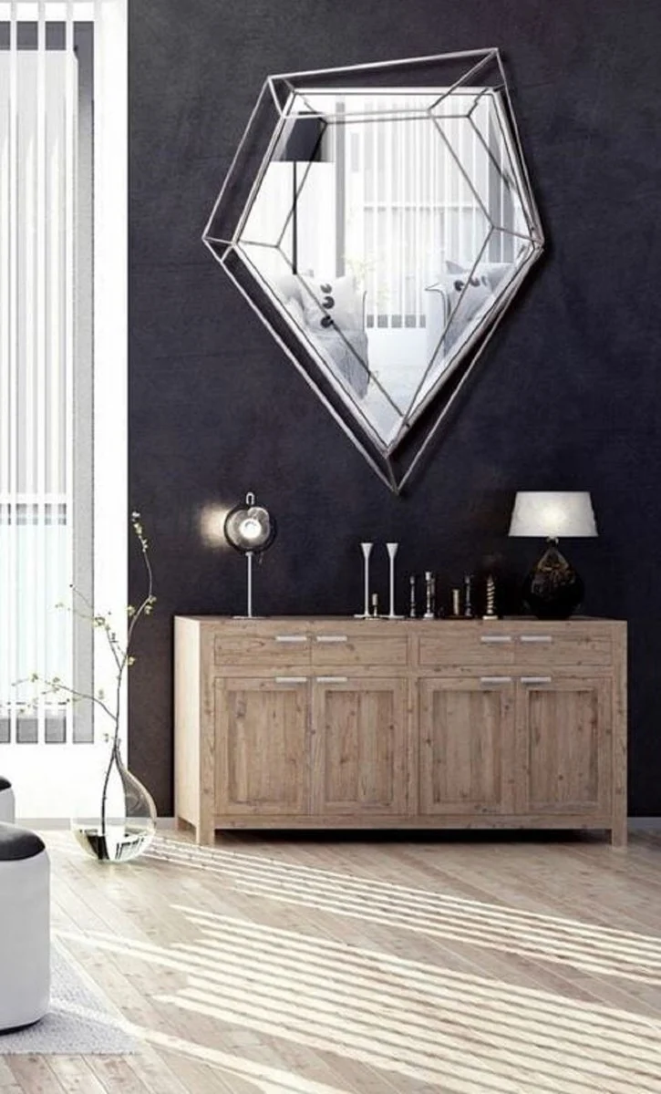 Casa Padrino Luxus Wandspiegel Silber 92 x 12 x H. 141 cm - Wohnzimmer Spiegel - Schlafzimmer Spiegel - Garderoben Spiegel - Luxus Möbel