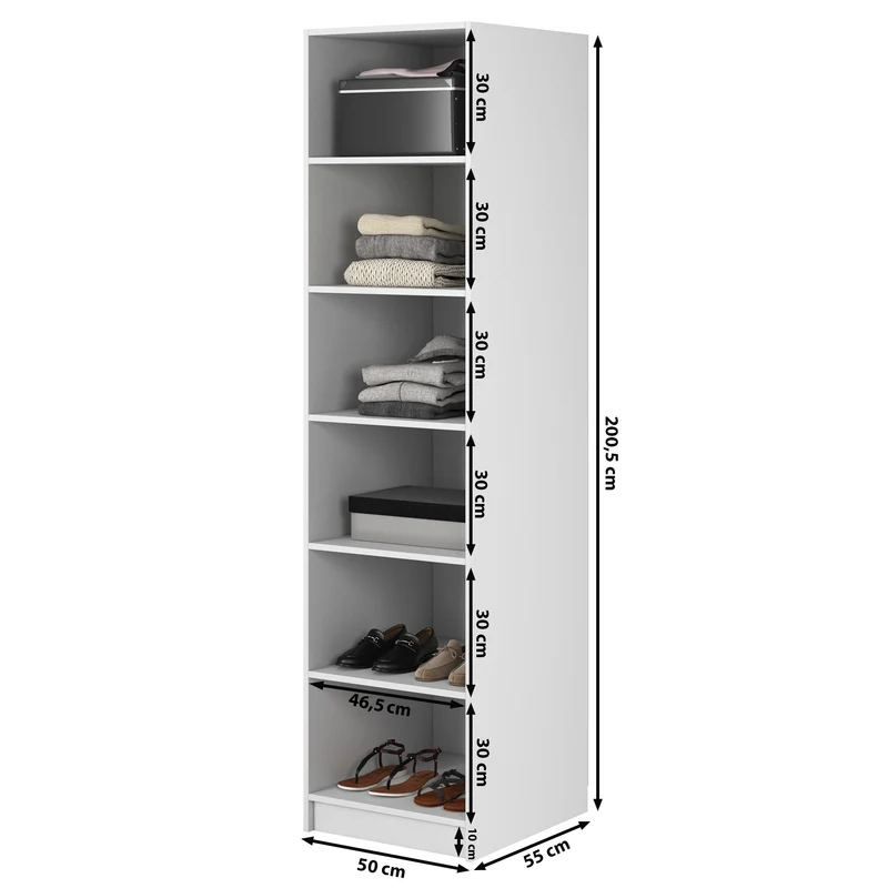 Einzeltüriger Schrank Frame mit Regalen 50 cm Grau Beige
